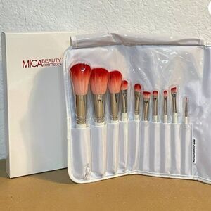 Mica Beauty Cosmetics 10 piece makeup brush set NWT and in sealed box